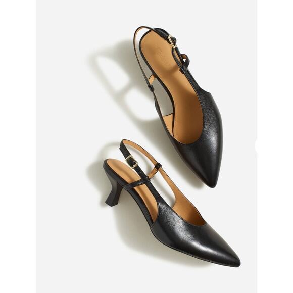 Madewell Women's The Debbie Slingback Pump Heel Black Leather Size 8 NWOB Office - Picture 2 of 15